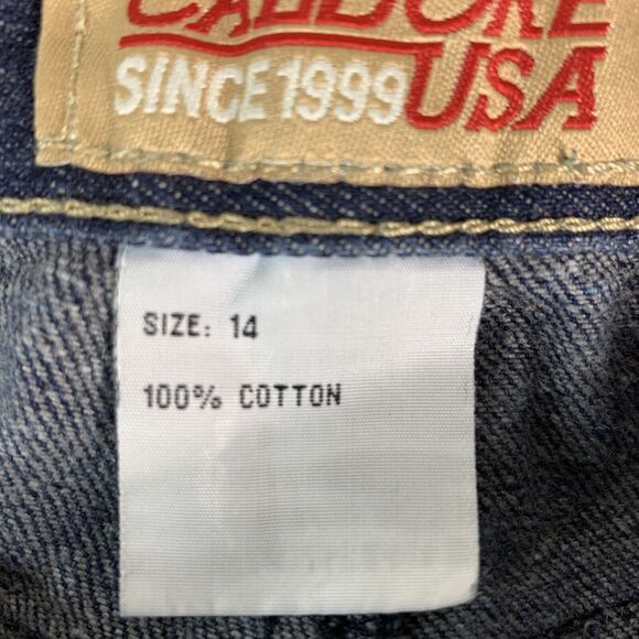 Caldore USA Junior Straight Legs Jeans Size 14 Distressed Flapped Pockets Cotton - Picture 8 of 9